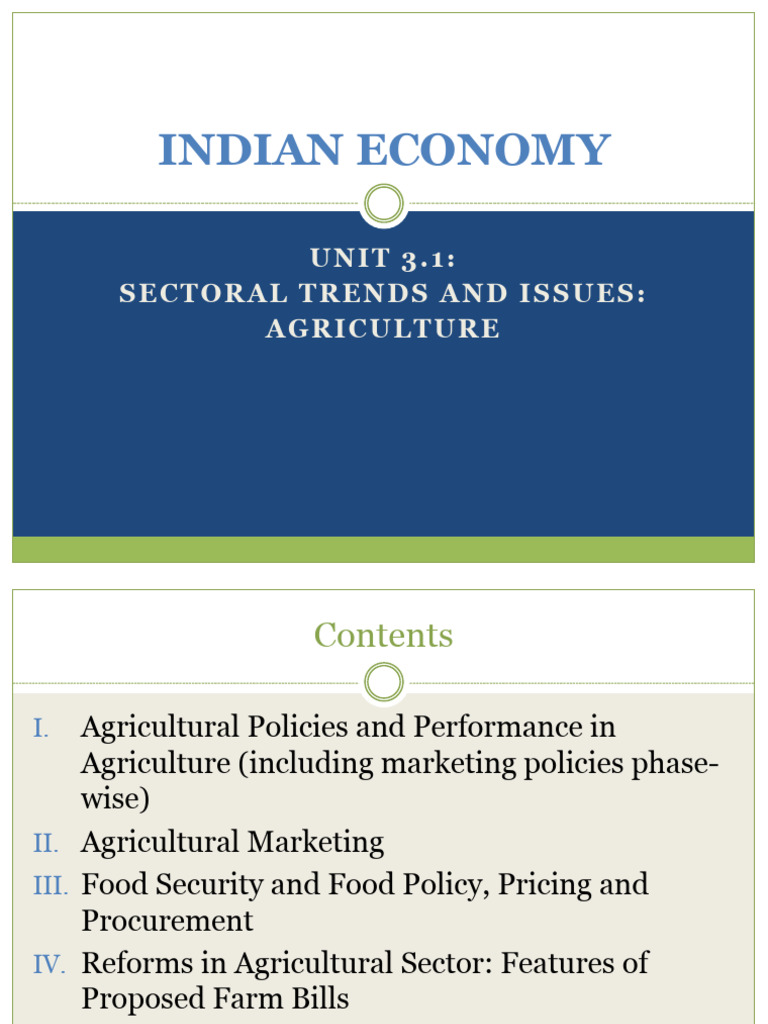 Unit 3.1 - Ind Eco - Agri 2023 | PDF | Malnutrition | Food Security