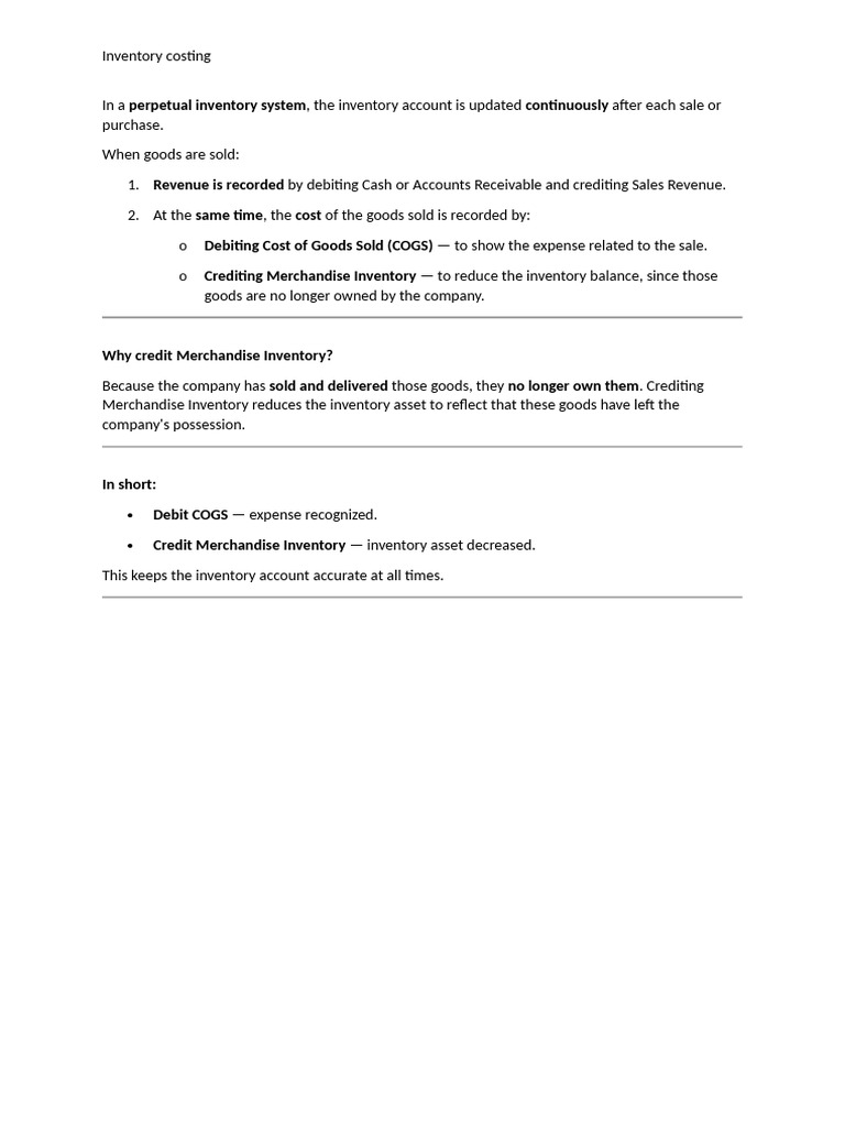 Perpetual Inventory Costing Explained | PDF