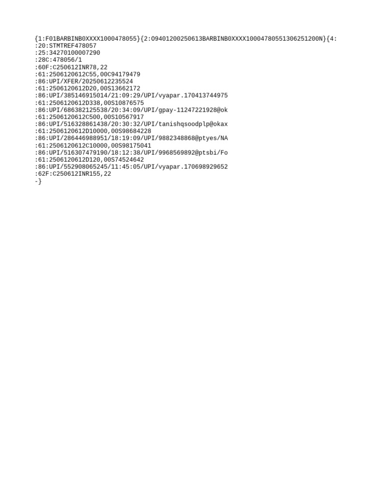 Swift MT940Message 13062025002326 | PDF