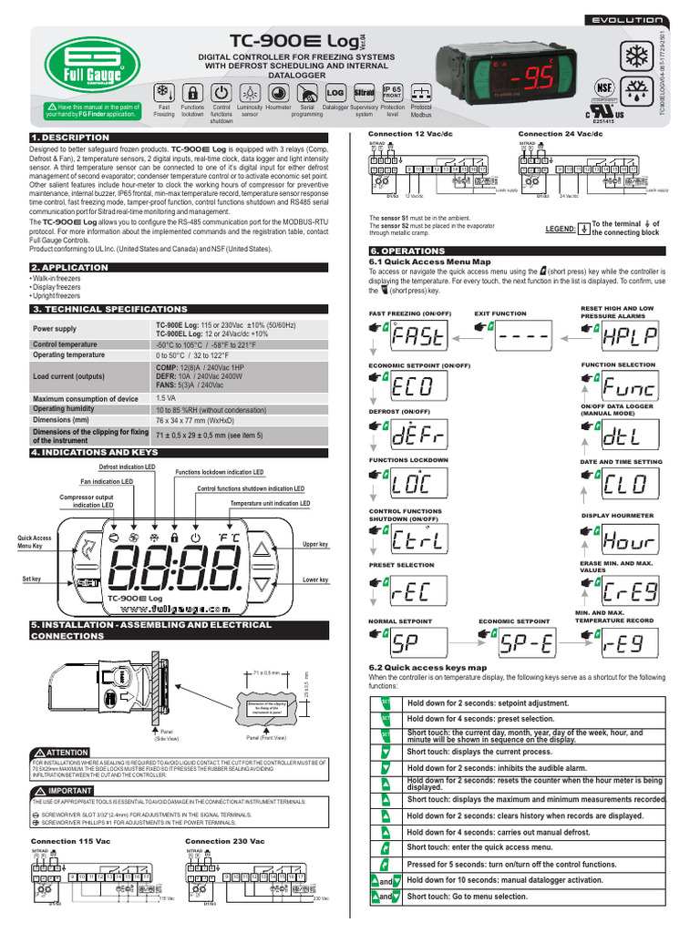 TC-900e Log Digital Freezer Controller | PDF | Refrigerator