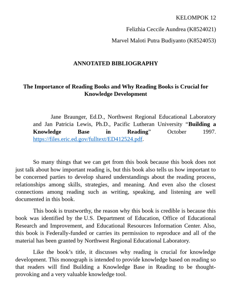 Annotated Bibliography | PDF