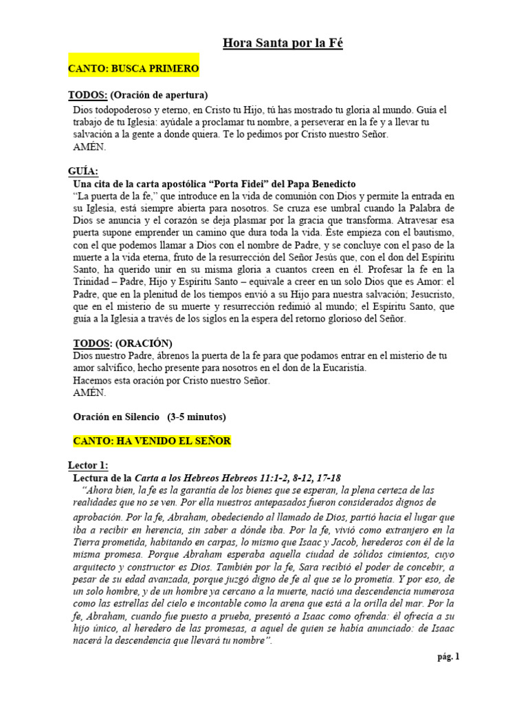 Hora Santa: Fortaleciendo la Fe | PDF | eucaristía | Cristo (título)