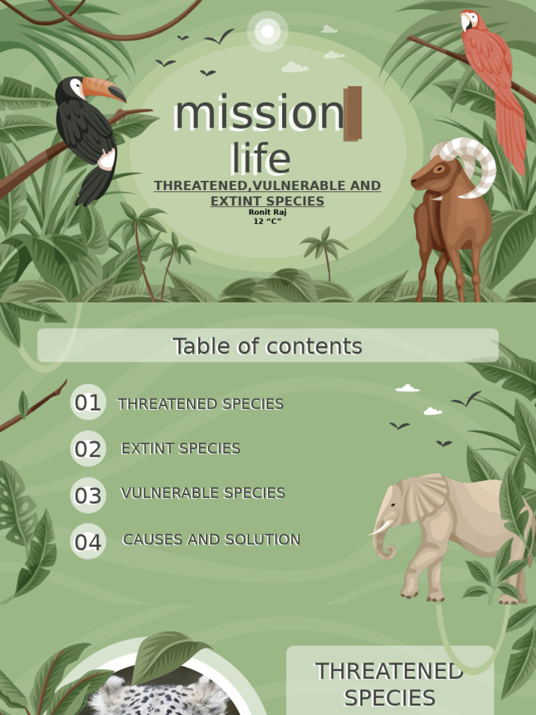 Threatened, Vulnerable, Extinct Species Guide | PDF | Endangered ...