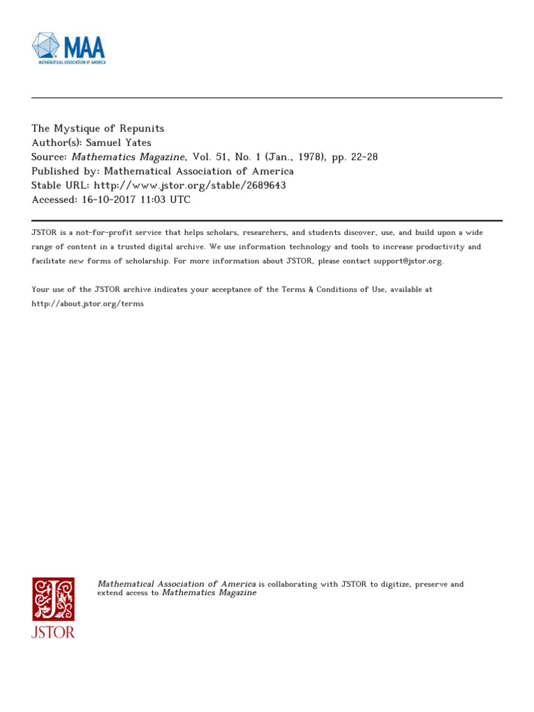Exploring Repunit Properties and Mystique | PDF | Prime Number ...