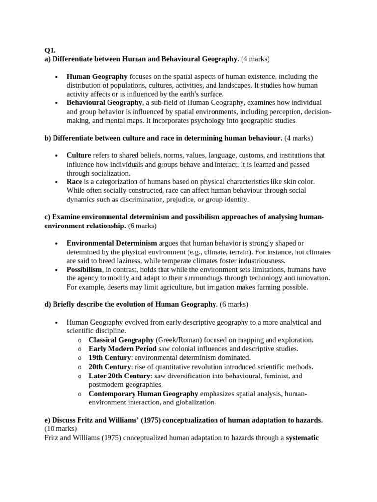 Human Geography: Key Concepts and Models | PDF | Geography | Agriculture