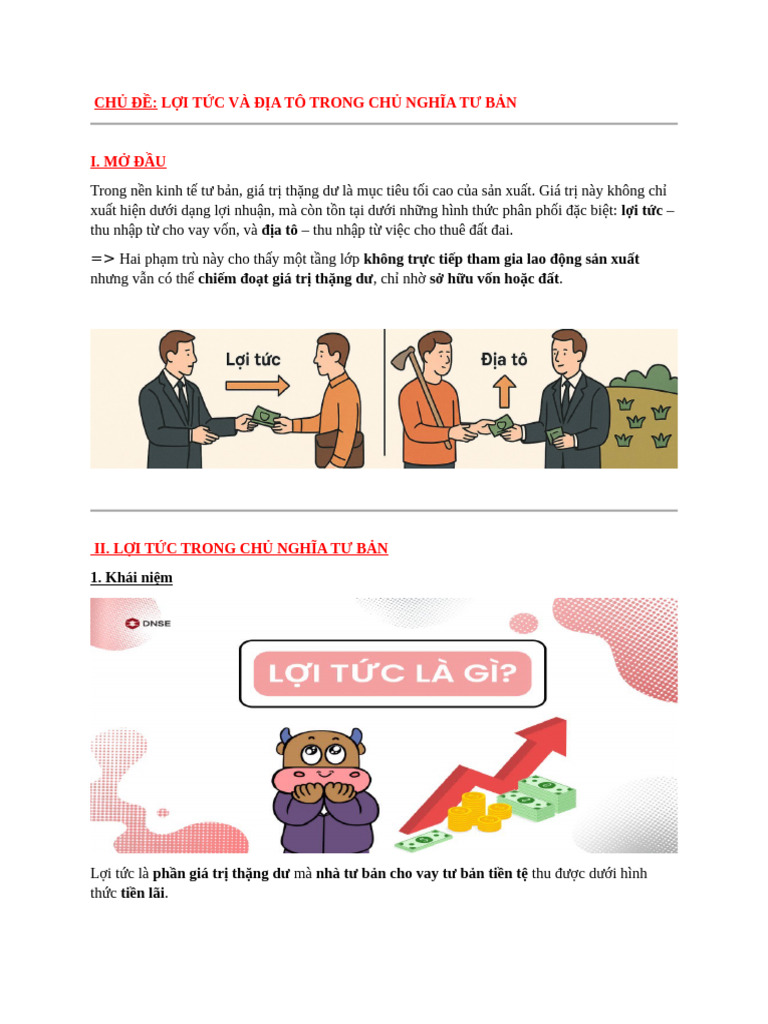 Lợi Tức Và Địa Tô Trong TBCN | PDF