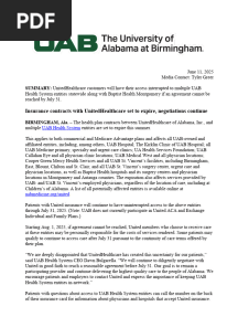 UnitedHealthcare customers may lose in-network access to UAB Health System