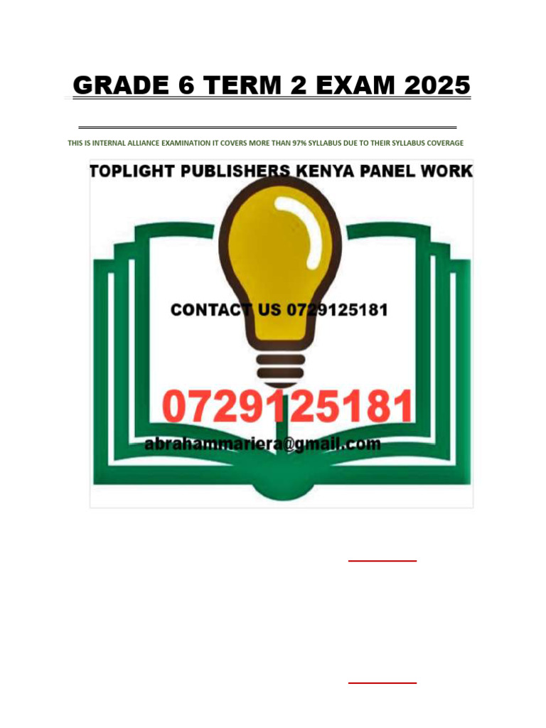 Grade 6 Term 2 Exam 2025 Marking Scheme | PDF | Soil | Jesus