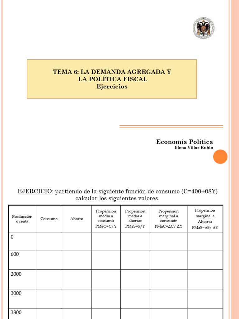 Ejercicios sobre Demanda Agregada y Política Fiscal | PDF