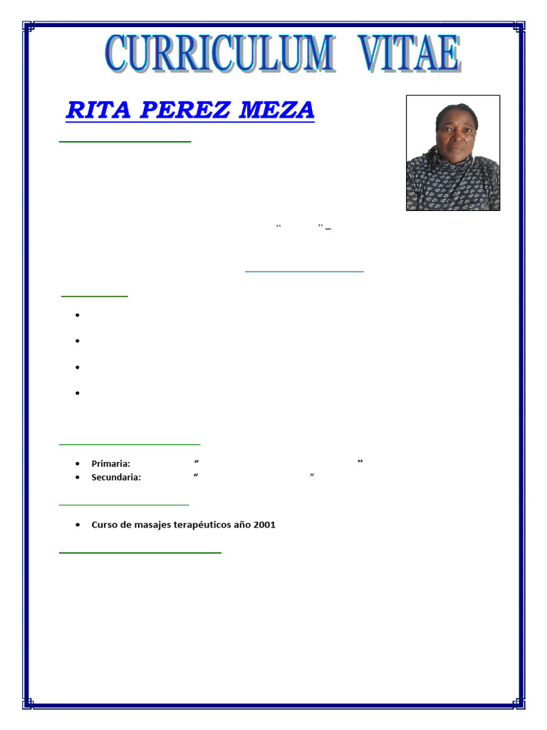 Curriculum Vitae de Rita Pérez Meza | PDF