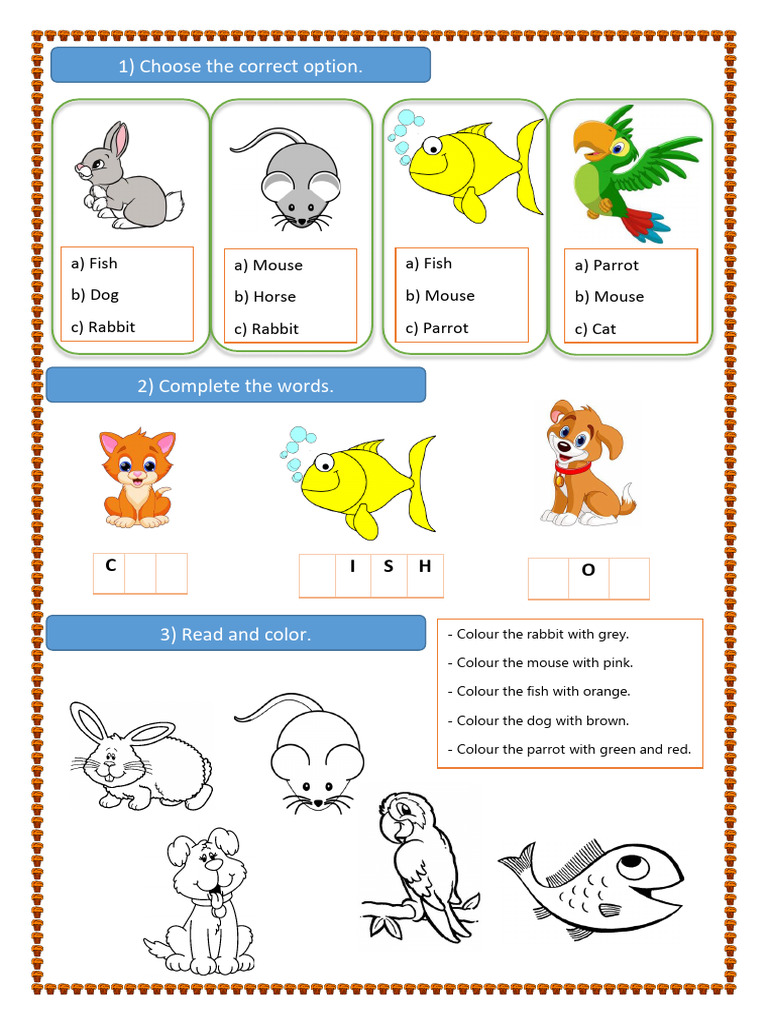 Animal Coloring and Selection Activity | PDF
