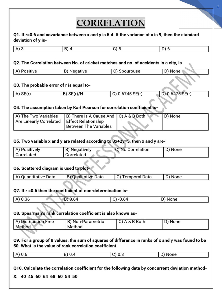 Coefficient of Nondetermination Explained | PDF | Spearman's Rank ...