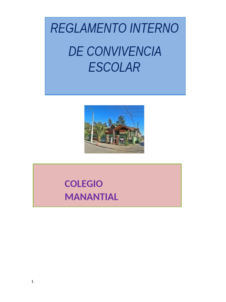 Reglamento Interno de Convivencia Escolar | PDF | Plan de estudios ...