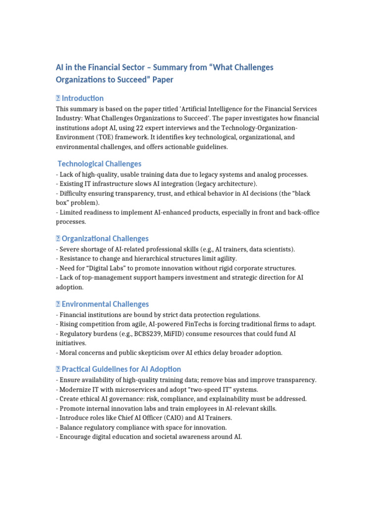 AI Adoption Challenges in Finance | PDF | Artificial Intelligence ...