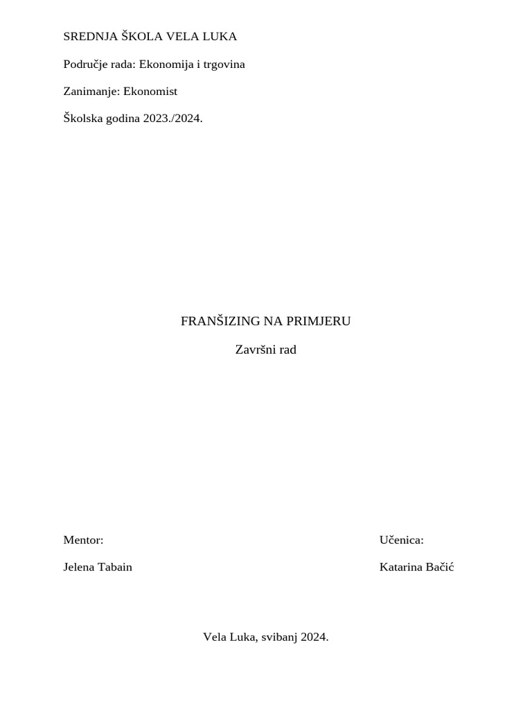 FRANŠIZING NA PRIMJERU - Katarina Bačić (1) 4 | PDF
