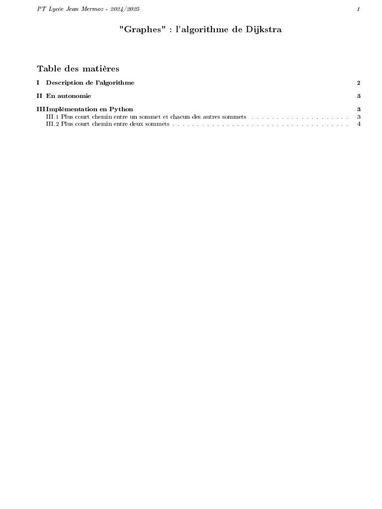 Algorithme de Dijkstra en Python | PDF | Mathématiques appliqués ...