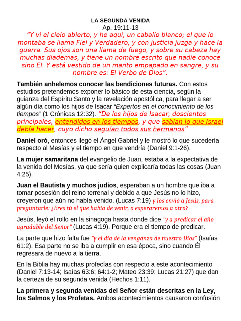 La Segunda Venida de Cristo: Profecías y Signos | PDF | Segundo ...