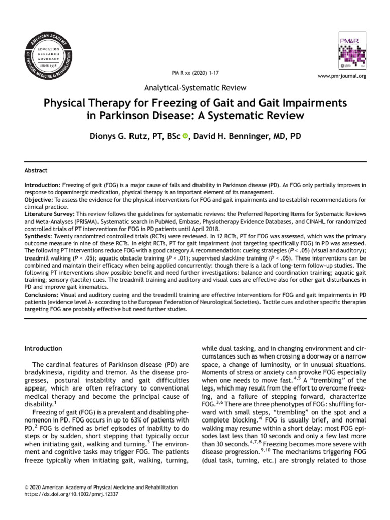 Physical Therapy for Freezing of Gait in Parkinson's | PDF | Randomized ...