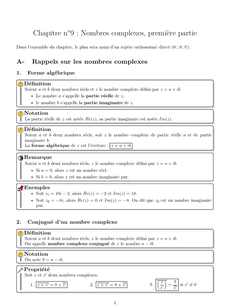 Conjugué et forme exponentielle des complexes | PDF | Nombre complexe ...