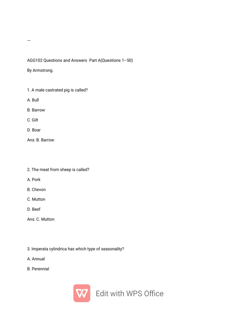 Agriculture Questions and Answers Guide | PDF | Agriculture | Soil