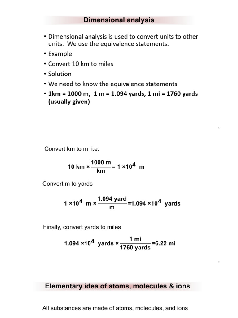 Dimensional Analysis and Atomic Mass Basics | PDF | Proton | Atoms
