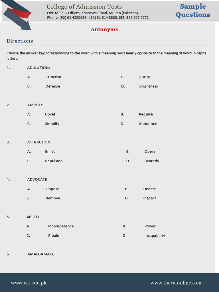 02 Verbal Antonyms | PDF | Chess Theory | Chess