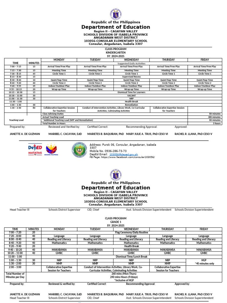 2024 Class Program-Final | PDF | Learning Methods | Philippines