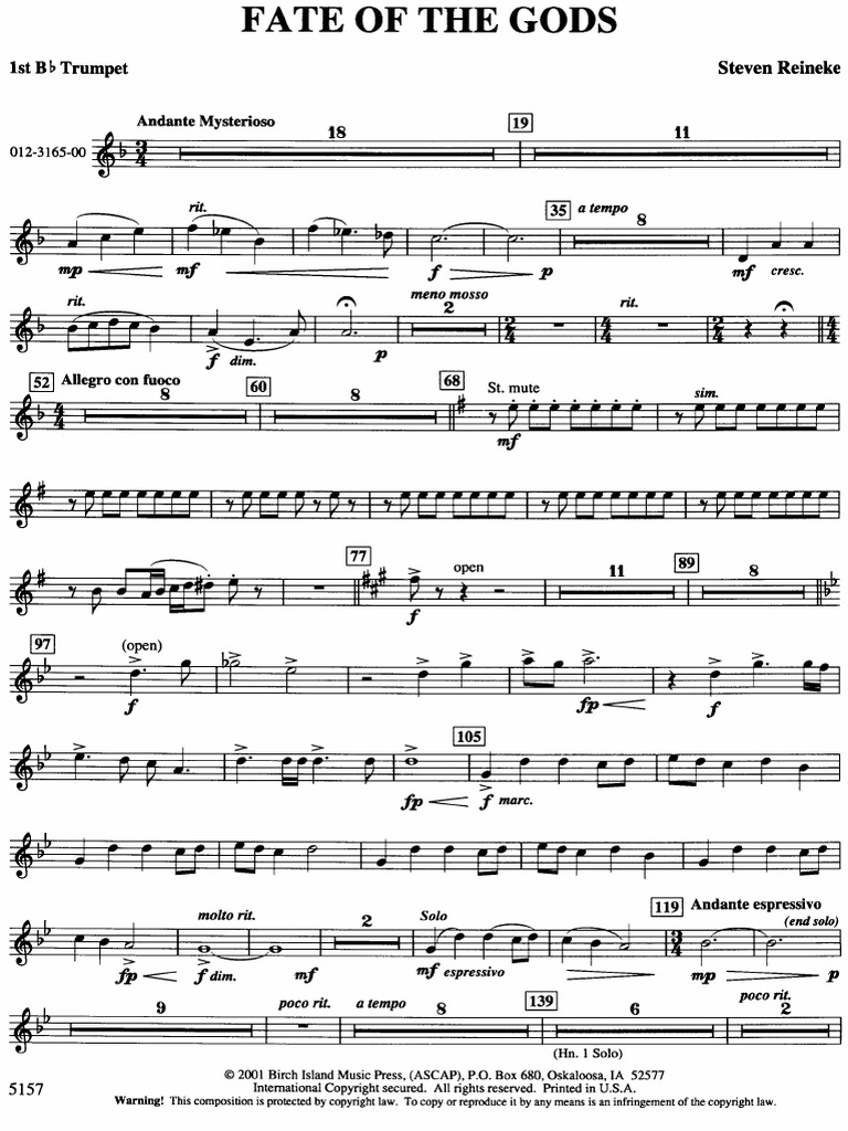 【吹奏楽輸入合奏譜】Fate of the Gods(S. Reineke) Fate of the Gods (Soprano Sax part) by Steve Reineke - YouTube