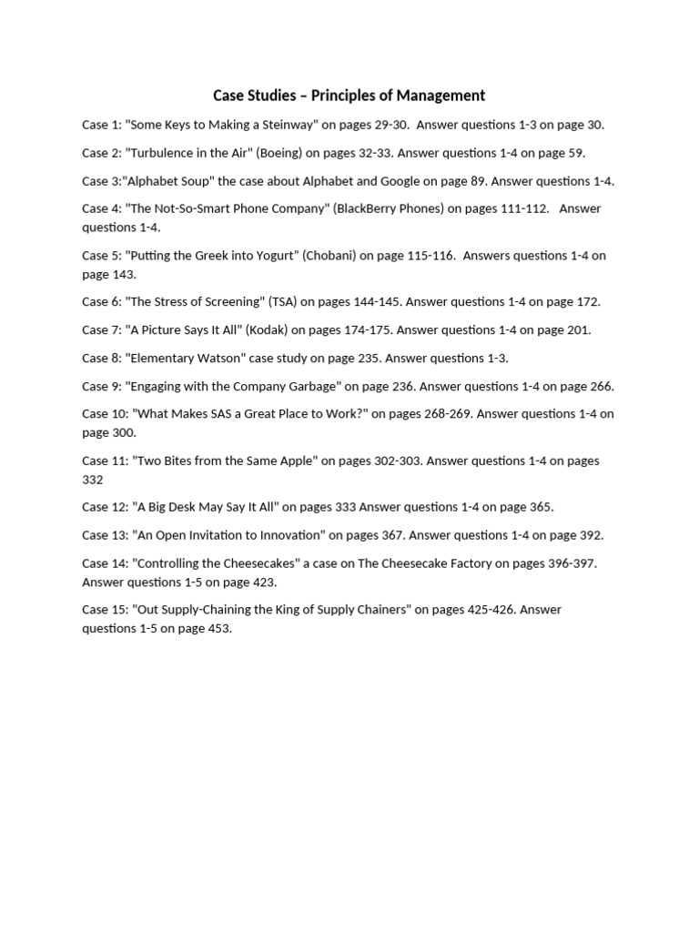 Management Case Studies Overview | PDF