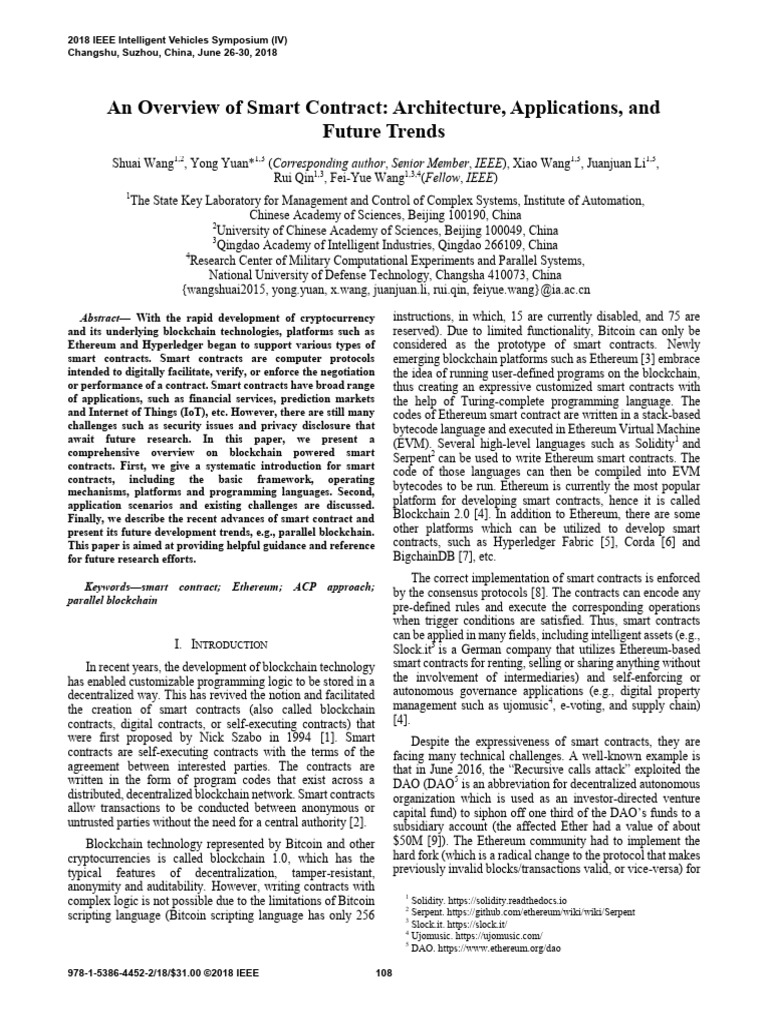 Overview of Smart Contracts and Trends | PDF | Computing
