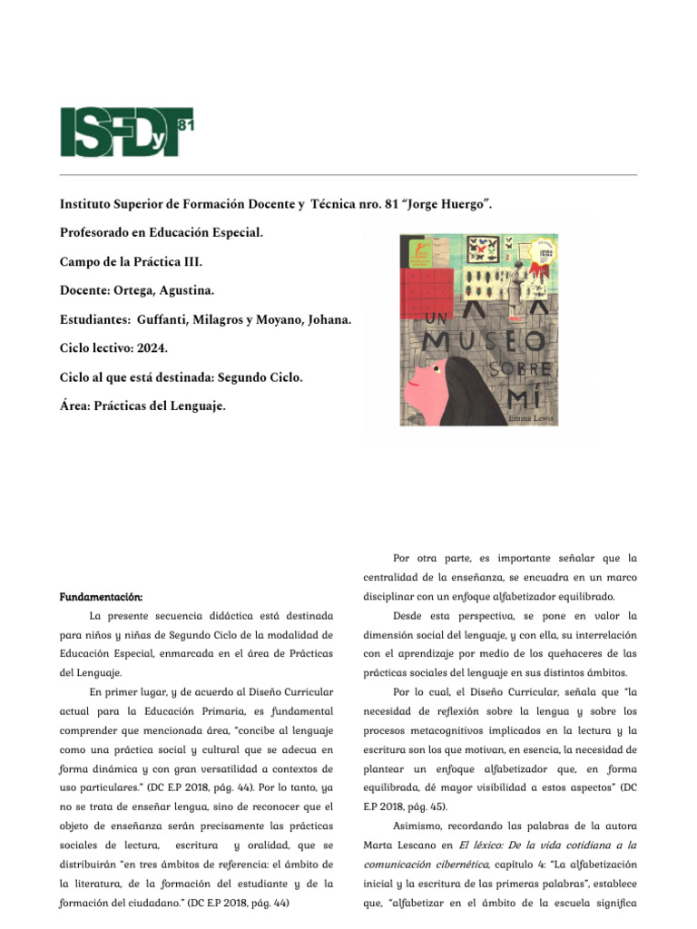 Secuencia Didáctica en Educación Especial | PDF | Museo | Plan de estudios