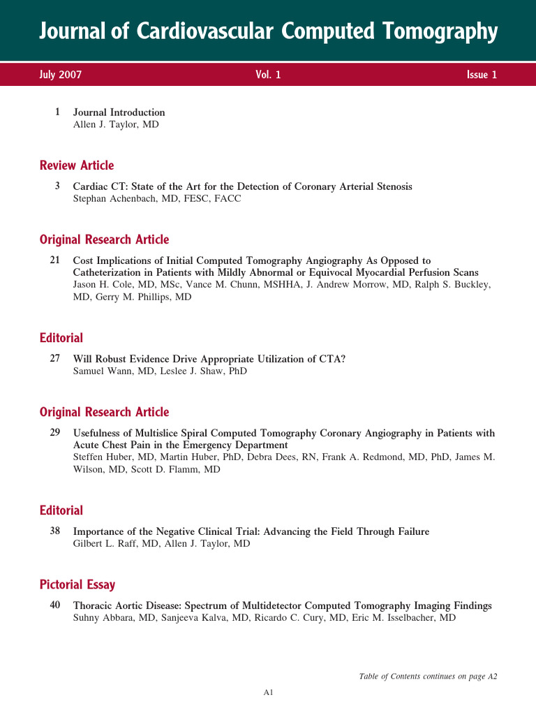 Table of Contents JCCT | PDF | Ct Scan | Cardiovascular System