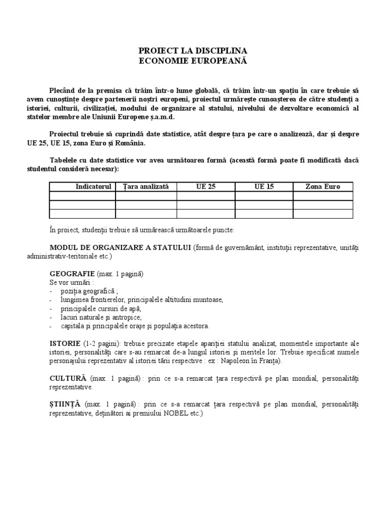 Proiect Ec (1) .Europ | PDF