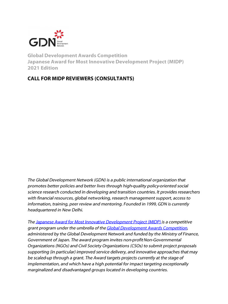 MIDP - Reviewers ToR 2021 | PDF