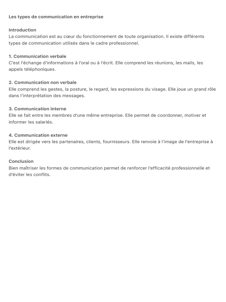 Types de communication en entreprise | PDF