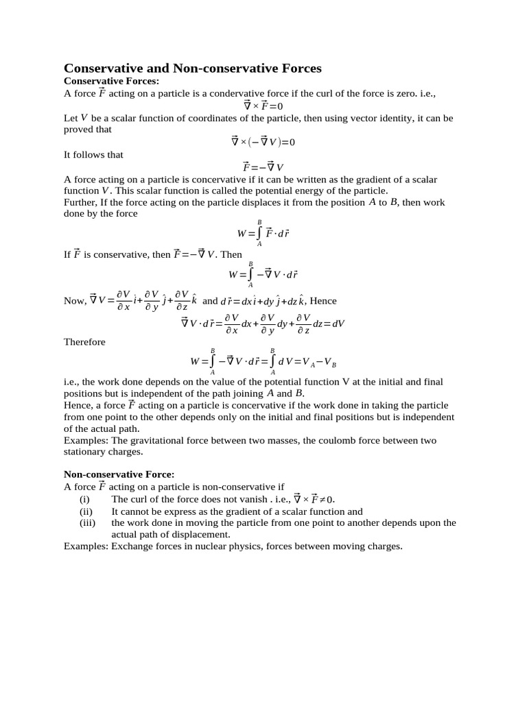 Conservative vs Non-conservative Forces | PDF | Force | Linear Algebra