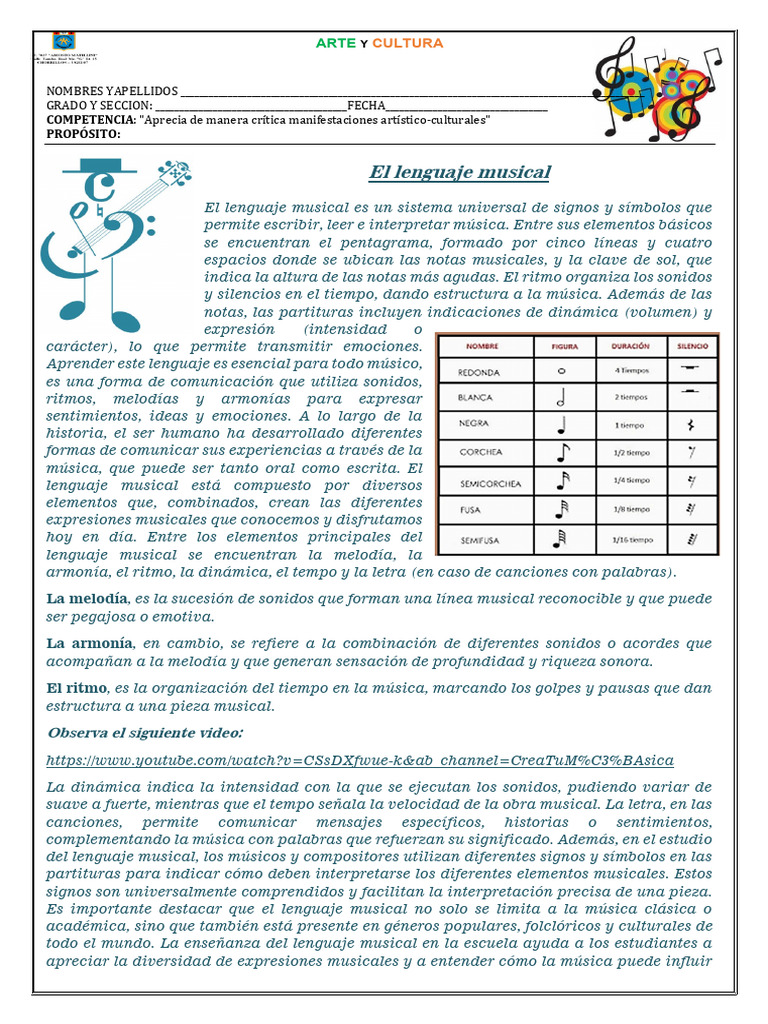 2°ficha 4 y 5 Musica | PDF | Ritmo | Melodía