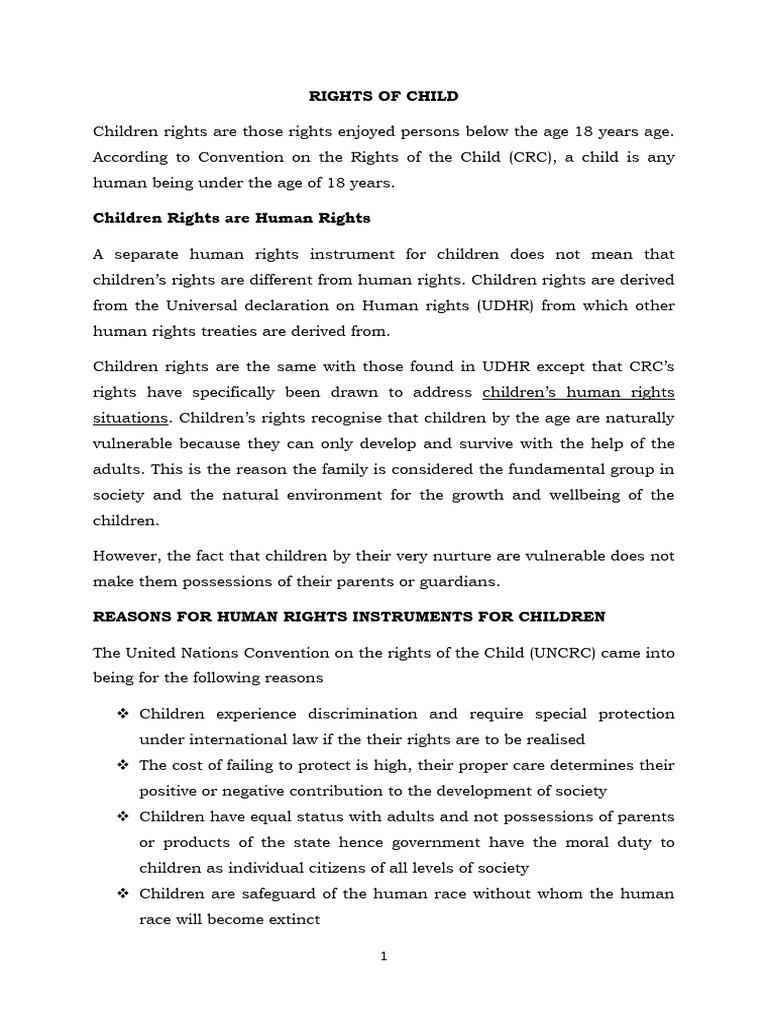 Understanding Children's Rights and Protections | PDF | Convention On ...