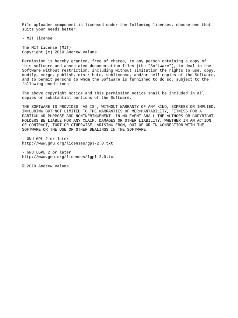 File Uploader Component Licenses | PDF