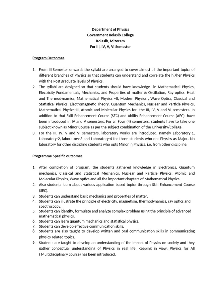 Physics Curriculum Overview for B.Sc. | PDF | Physics | Quantum Mechanics