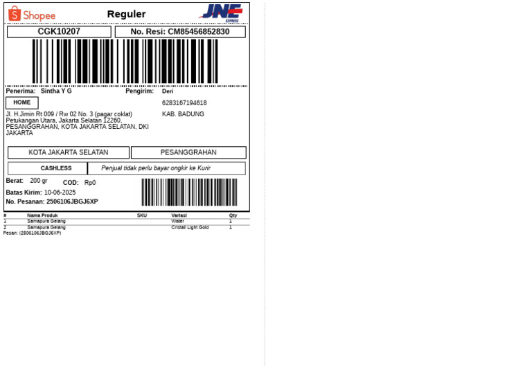 Label Pengiriman 10 | PDF