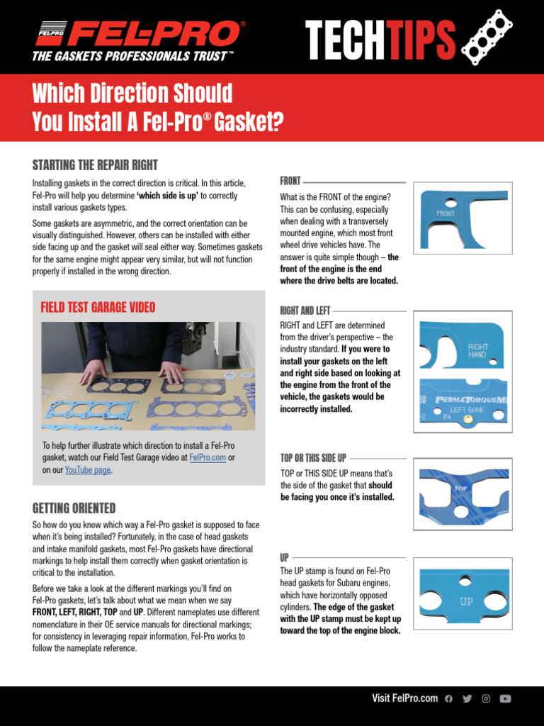 Installing Fel-Pro Gaskets Correctly | PDF | Engines | Internal ...