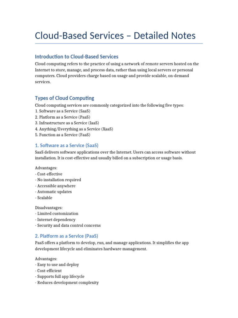 Overview of Cloud-Based Services | PDF | Cloud Computing | Software As ...