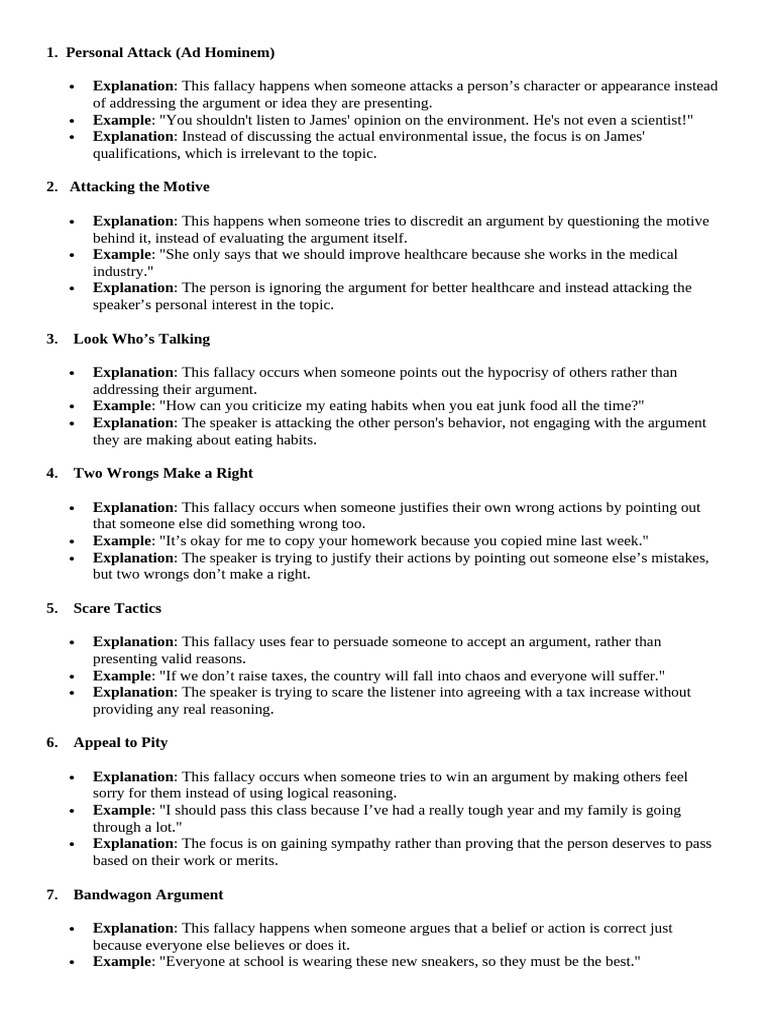 Common Logical Fallacies Explained | PDF | Argument | Fallacy