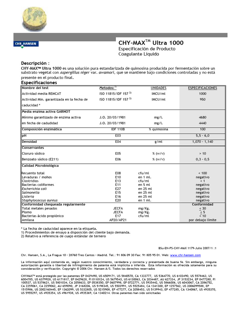Chymax Ultra 1000 | PDF | Sustancias químicas | Química