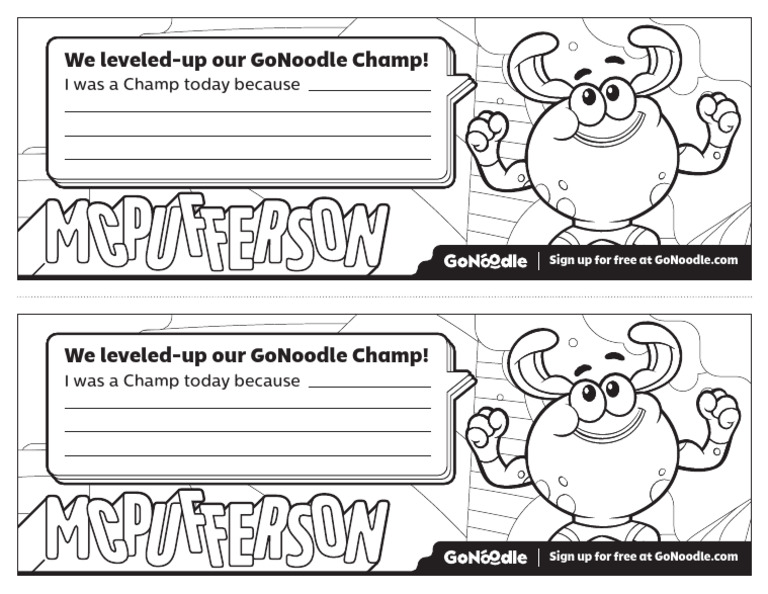GoNoodle McPufferson LevelUp Achieved PDF