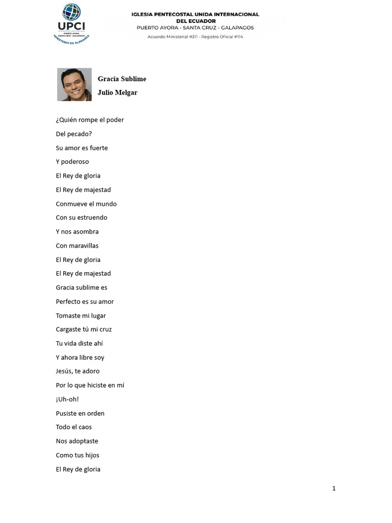 Gracia Sublime Letra y Acordes | PDF | Creencia religiosa y doctrina