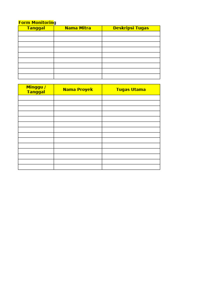 Contoh Form Monitoring Proyek | PDF