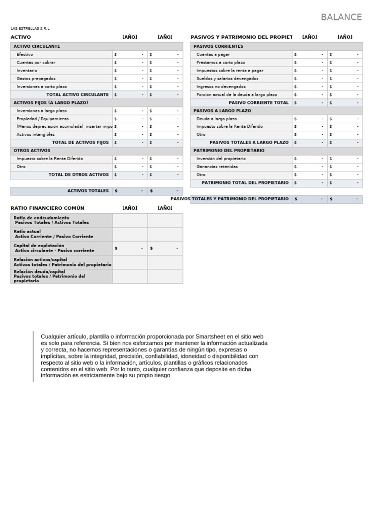 IC Balance Sheet Template 27129 ES | PDF | Activo fijo | Ratio financiero