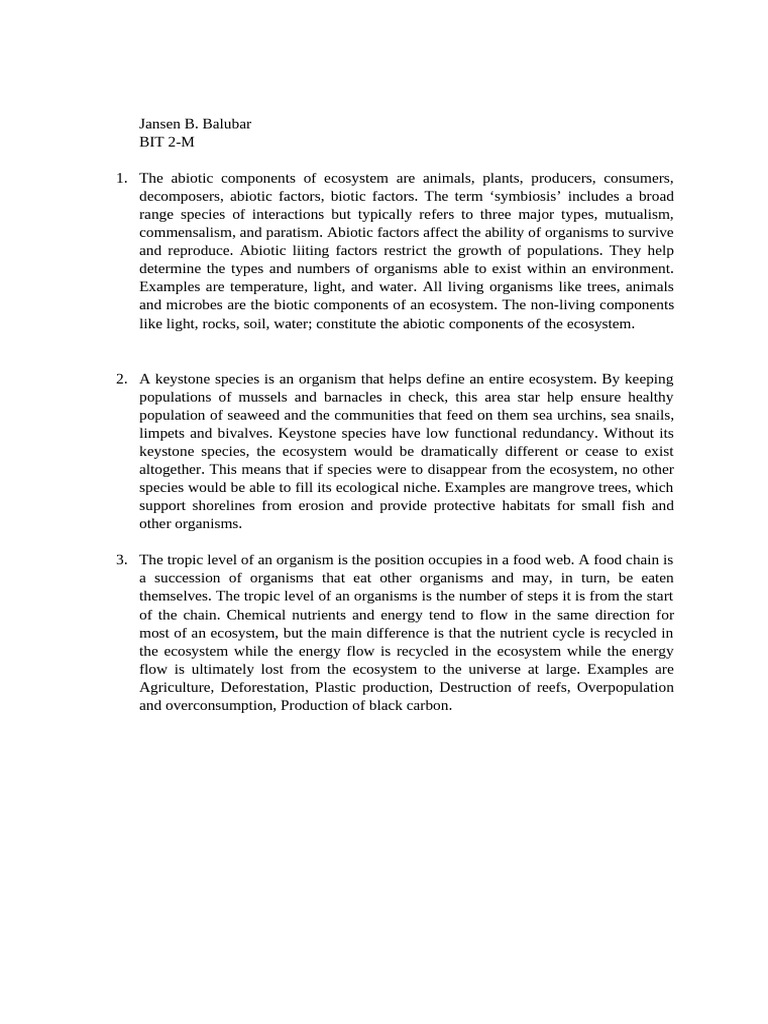 Ecosystem Components and Dynamics Explained | PDF